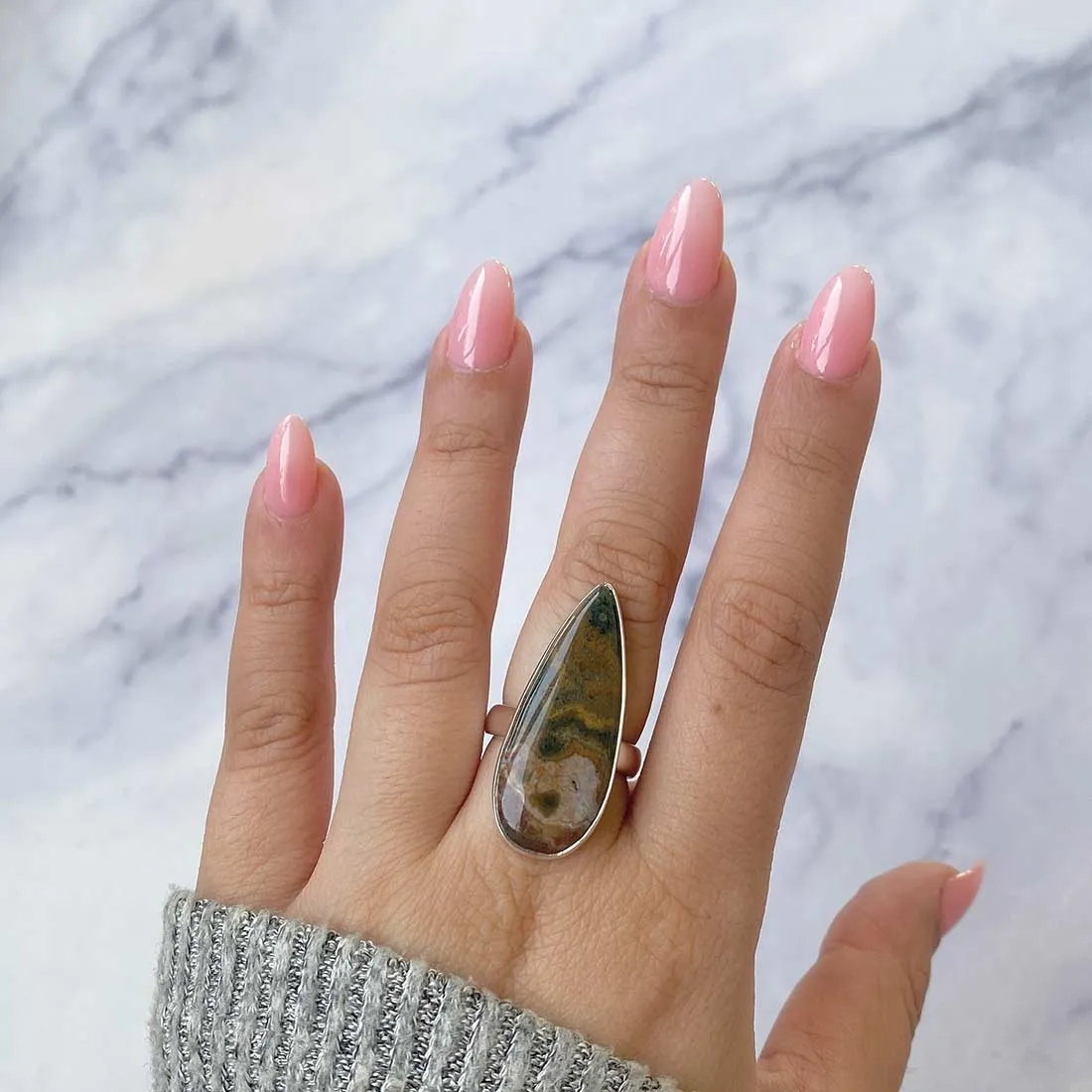 Ocean Jasper Adjustable Ring-(OCJ-R-17.)