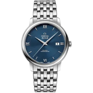 Omega De Ville Prestige Silver Stainless Steel Blue Dial Automatic Watch for Gents - 424.10.40.20.03.001