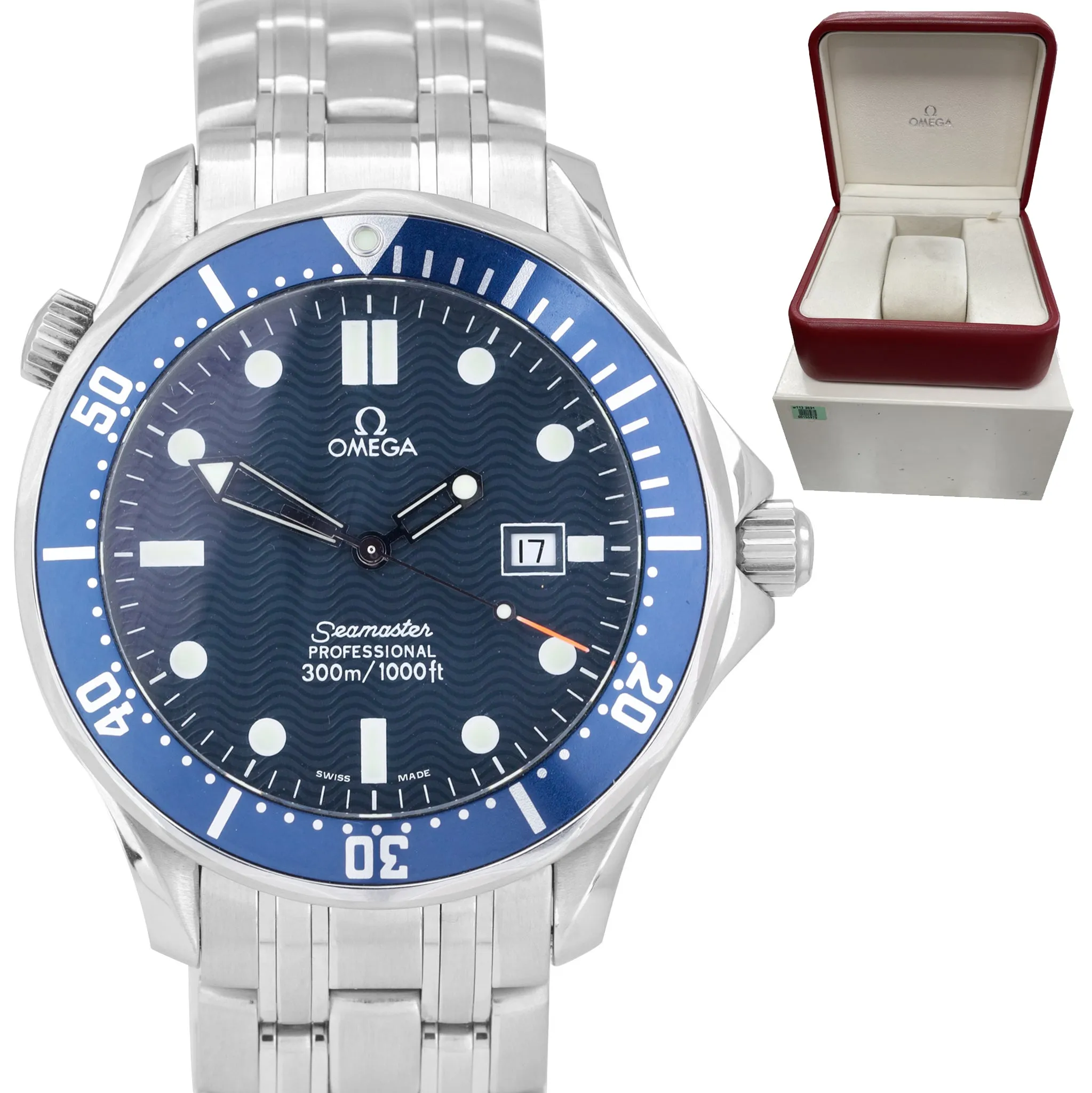 Omega Seamaster Professional 300M 2541.80 Blue Wave Stainless Quartz 41mm Watch