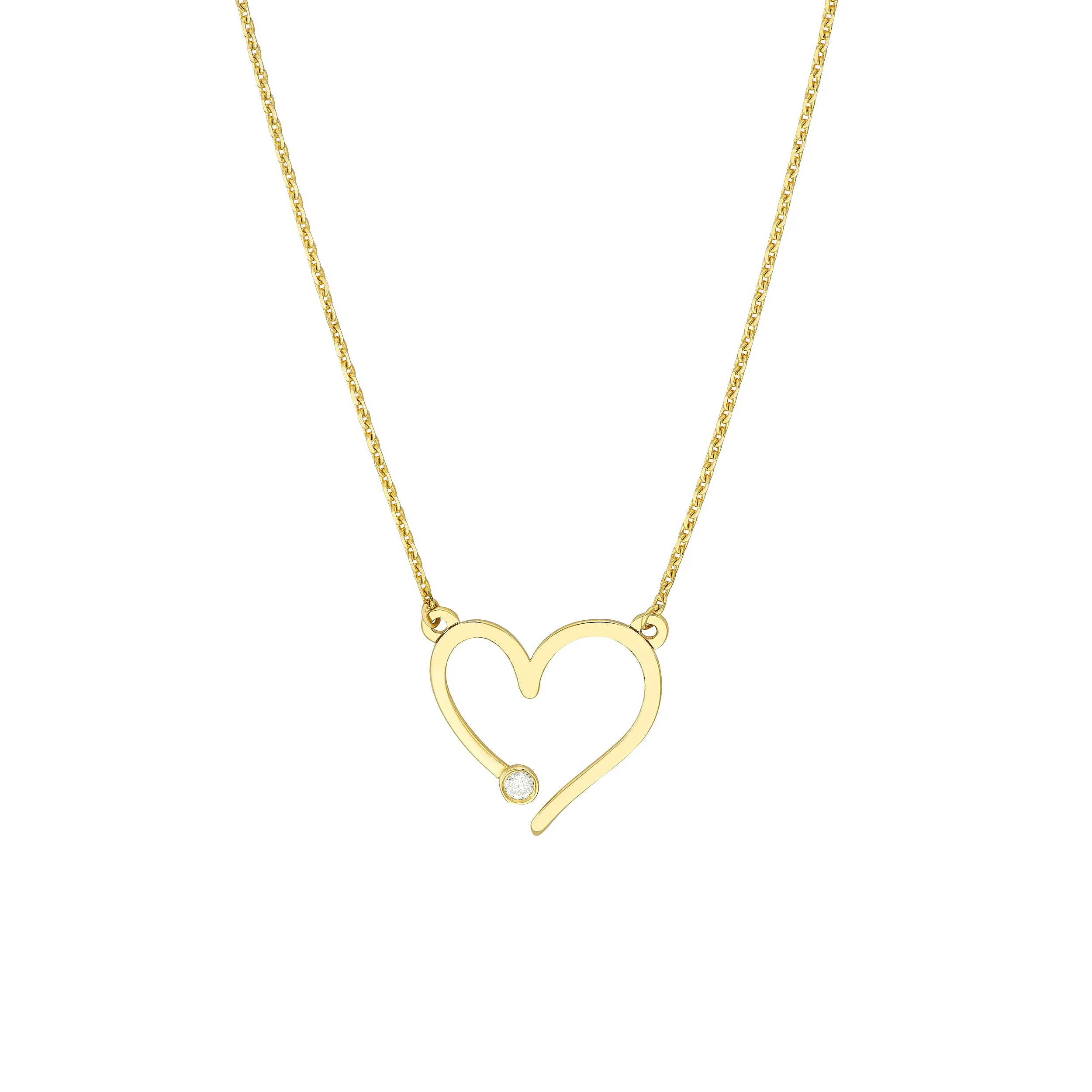 Open Heart with Diamond Adjustable Necklace