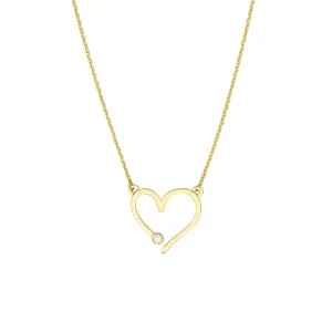 Open Heart with Diamond Adjustable Necklace