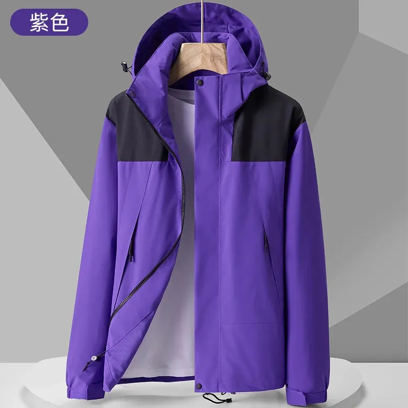 Outdoor Windproof Jacket Men's Autumn Waterproof Single Layer Detachable Cap Coat Couple's Mountain Climbing Fishing Windbreaker