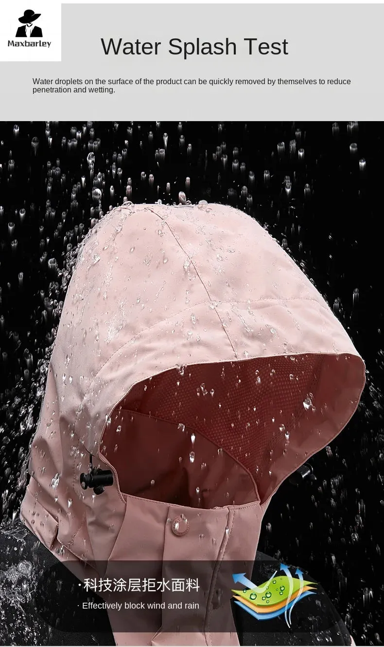 Outdoor Windproof Jacket Men's Autumn Waterproof Single Layer Detachable Cap Coat Couple's Mountain Climbing Fishing Windbreaker