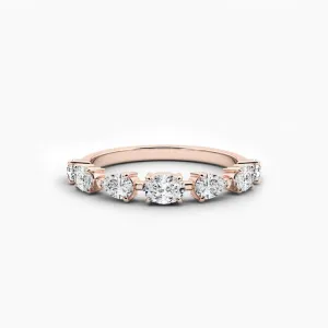 Oval and Pear Cut Moissanite Diamond Womens Wedding Band