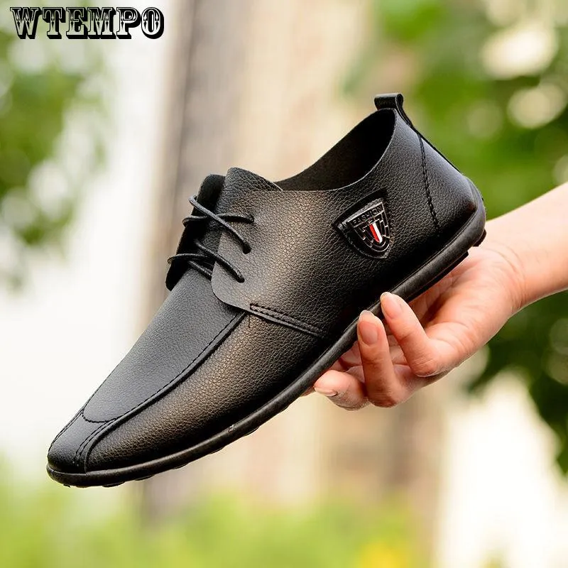Oxfords Leather Men Shoes Fashion Casual Pointed Top Formal Business Male Wedding Dress Flats