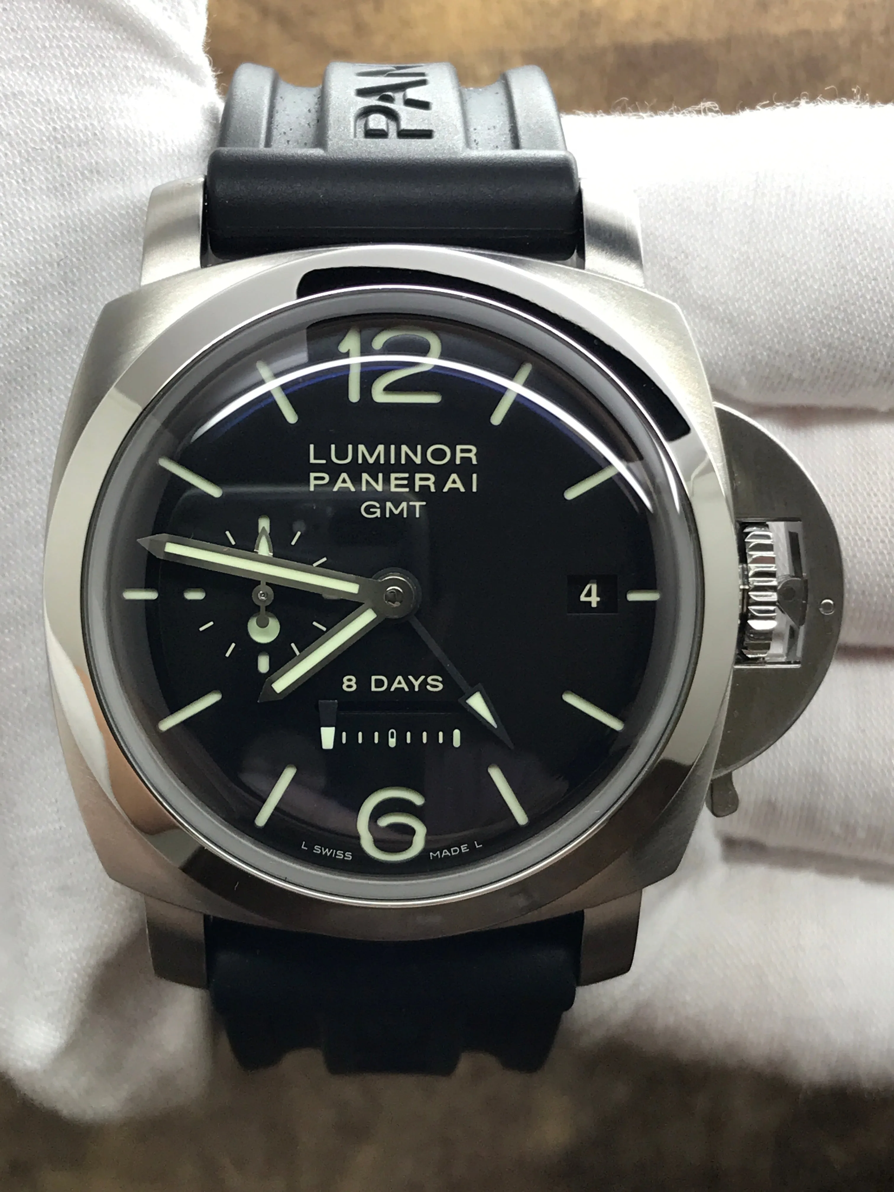 Panerai Luminor 1950 8 Days GMT  PAM00233 Black Dial Hand Wind Men's Watch