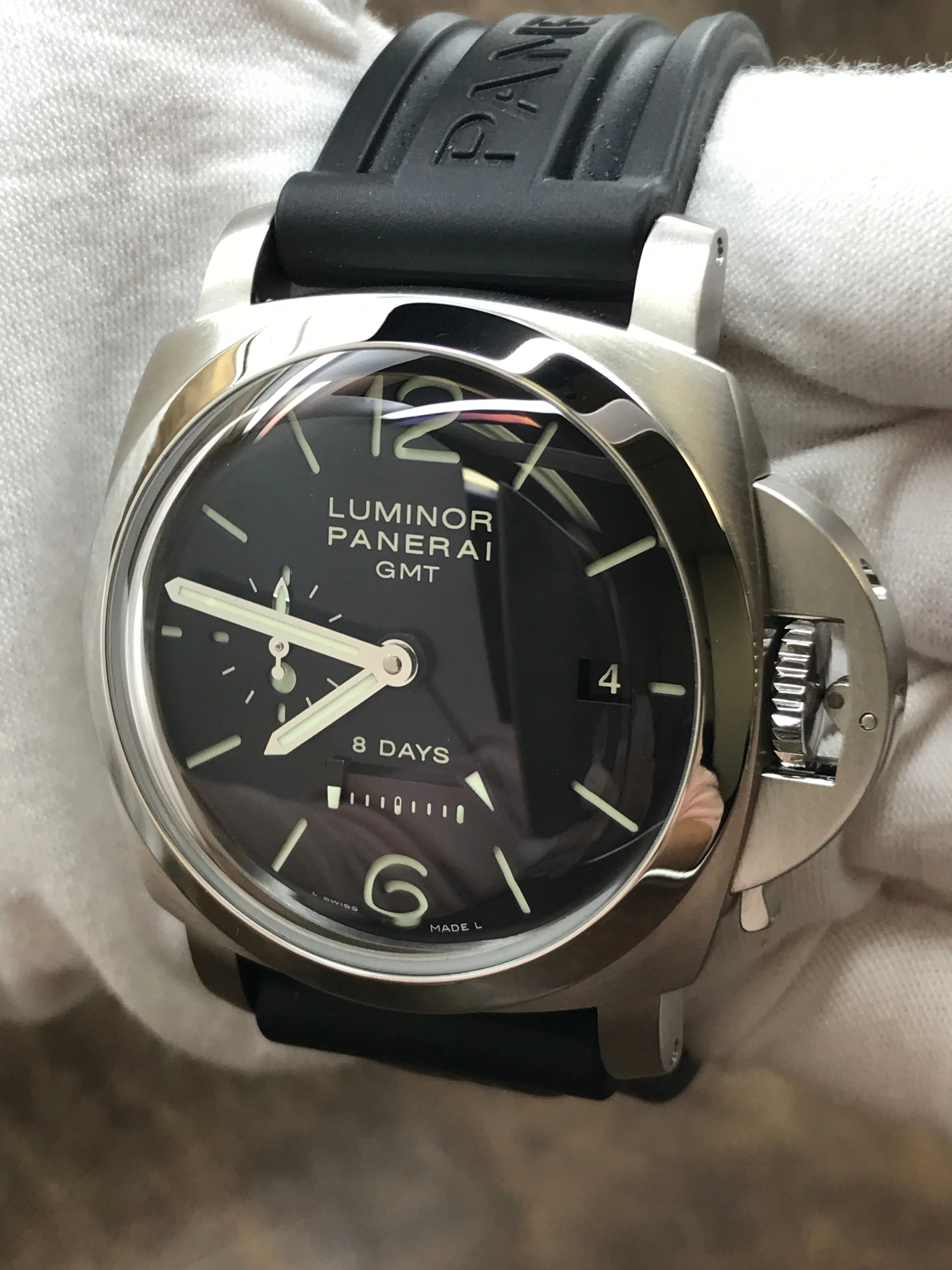 Panerai Luminor 1950 8 Days GMT  PAM00233 Black Dial Hand Wind Men's Watch
