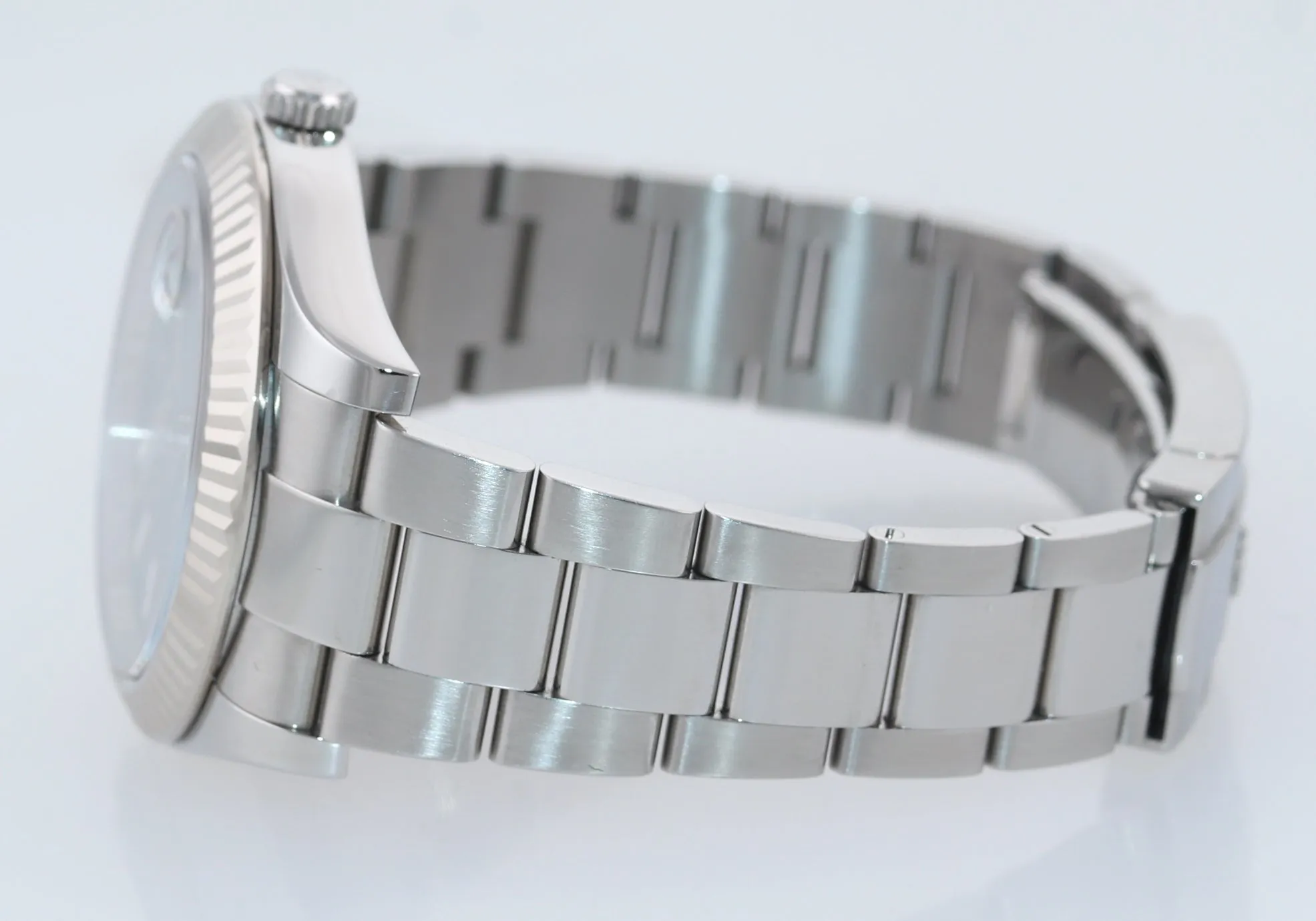 PAPERS Rolex Datejust 2 Blue Stick 41mm 18k White Gold Fluted Steel 116334 Watch
