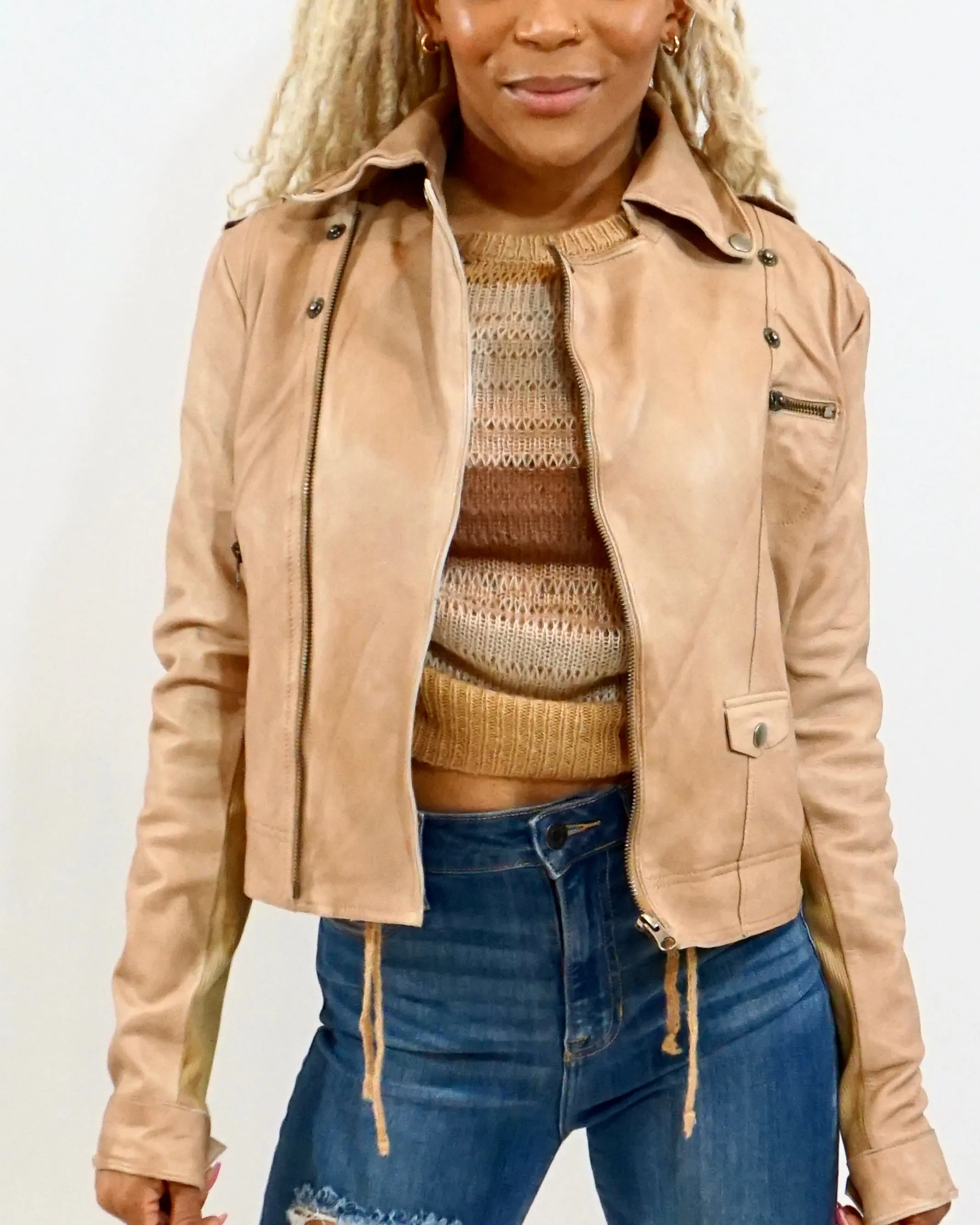 Patina Leather Jacket - Cappuccino