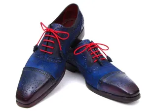 Paul Parkman Men's Blue Suede Captoe Oxfords