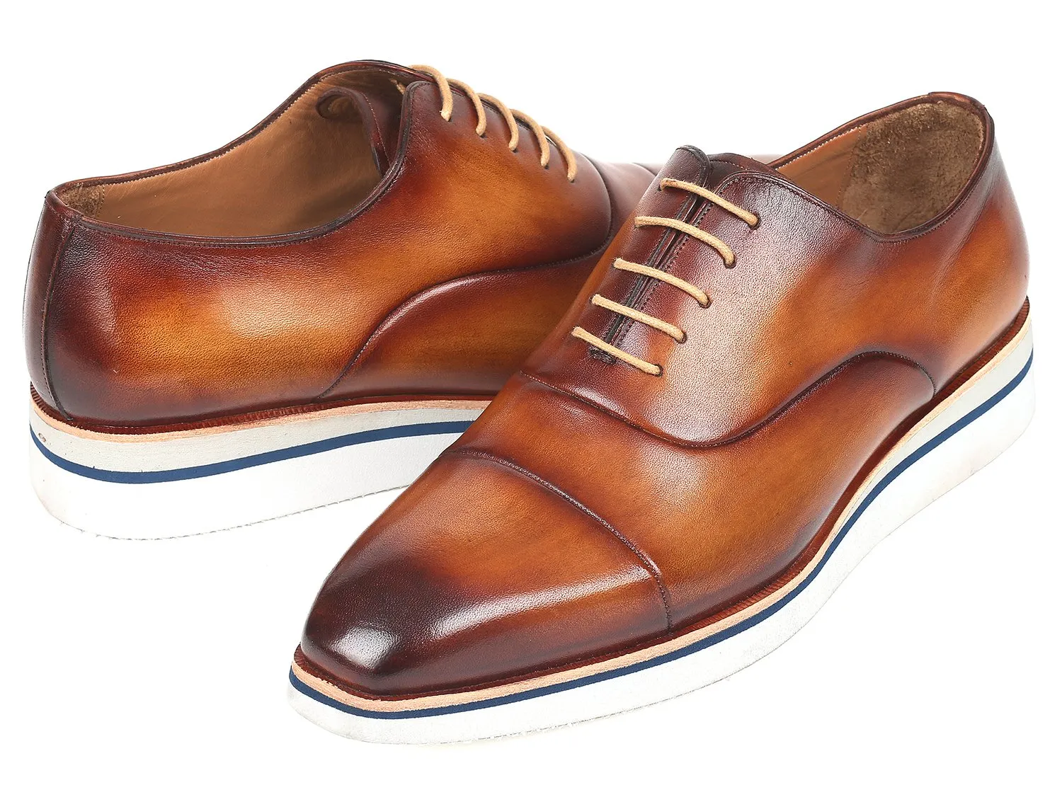 Paul Parkman Men's Brown&Camel Smart Casual Oxfords