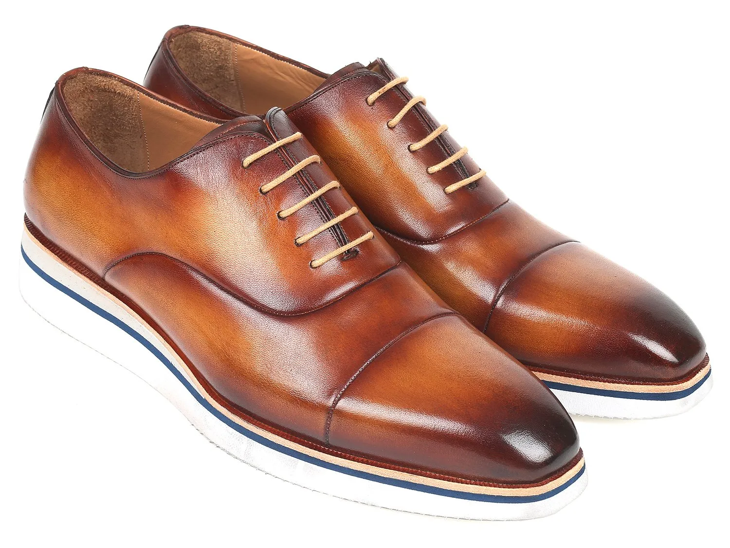 Paul Parkman Men's Brown&Camel Smart Casual Oxfords