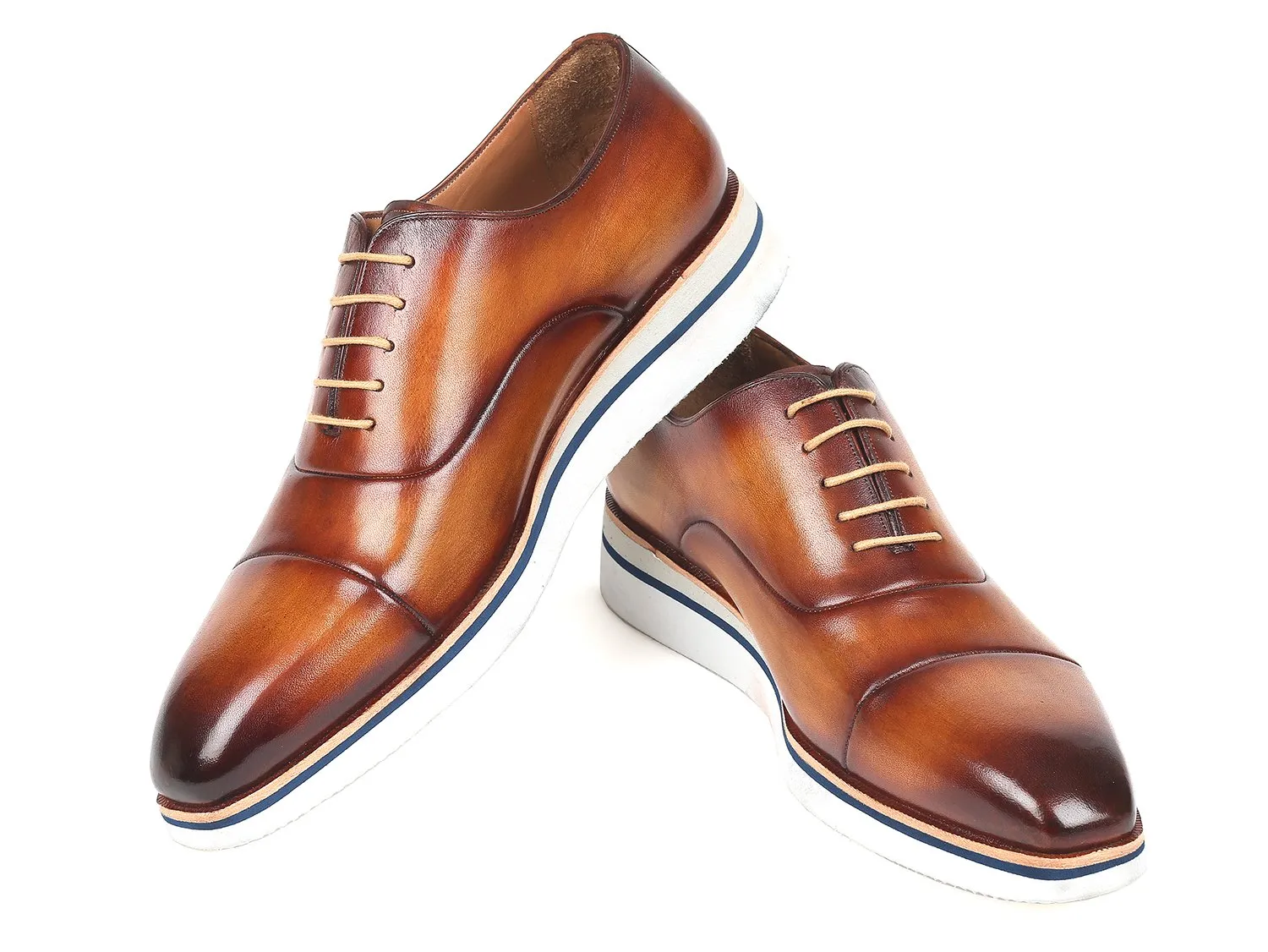 Paul Parkman Men's Brown&Camel Smart Casual Oxfords