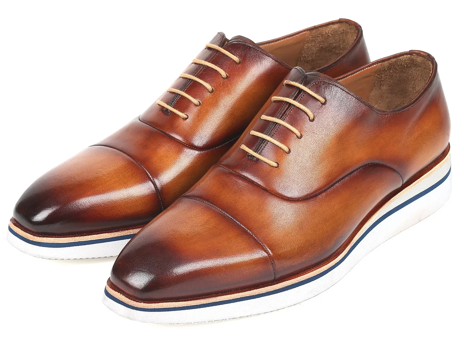 Paul Parkman Men's Brown&Camel Smart Casual Oxfords