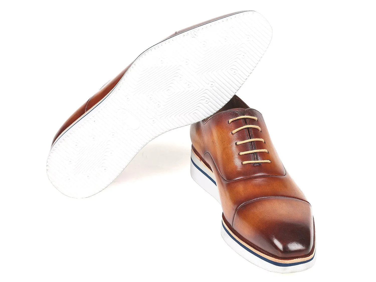 Paul Parkman Men's Brown&Camel Smart Casual Oxfords