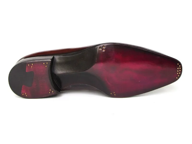 Paul Parkman Men's Hand-Painted Plain Toe Oxfords in Brown & Bordeaux