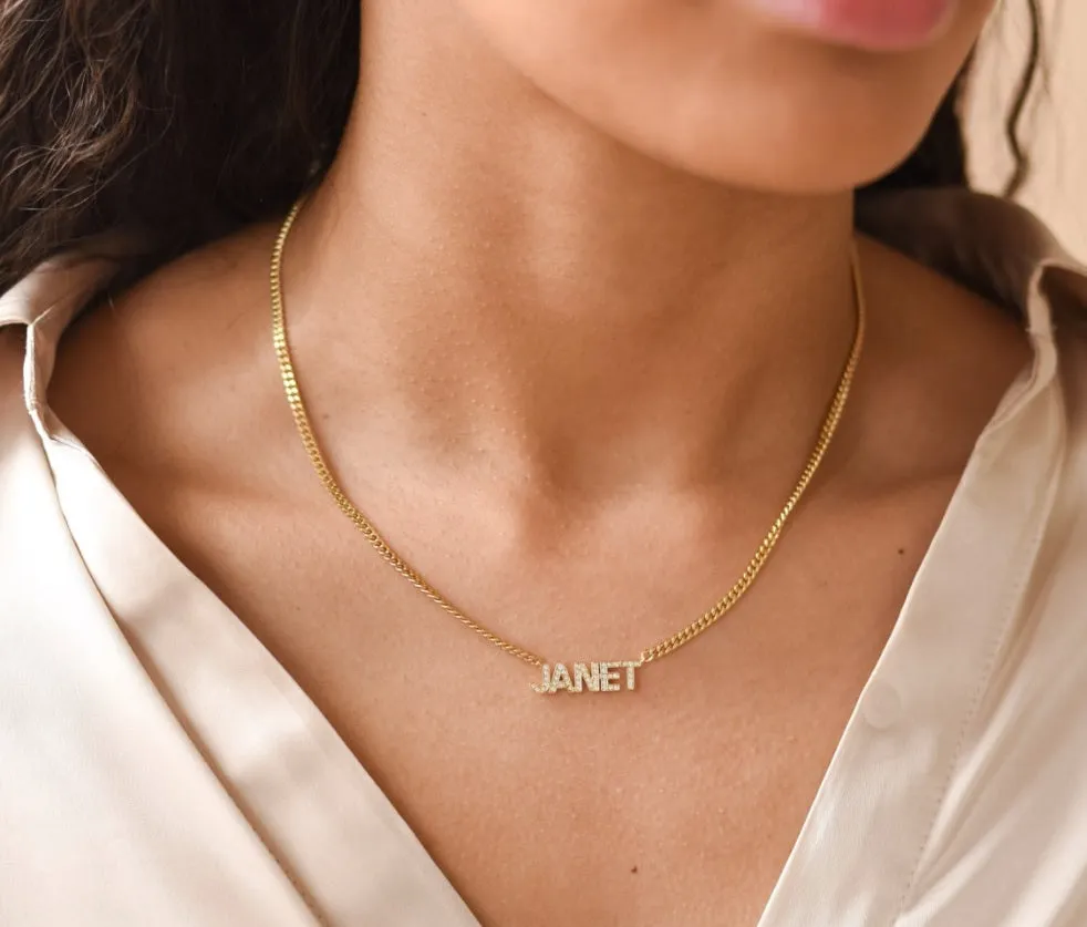 Paved Block Print Necklace/Choker