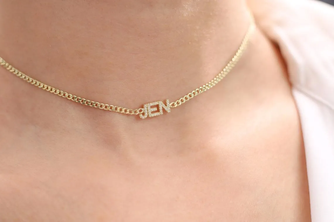 Paved Block Print Necklace/Choker