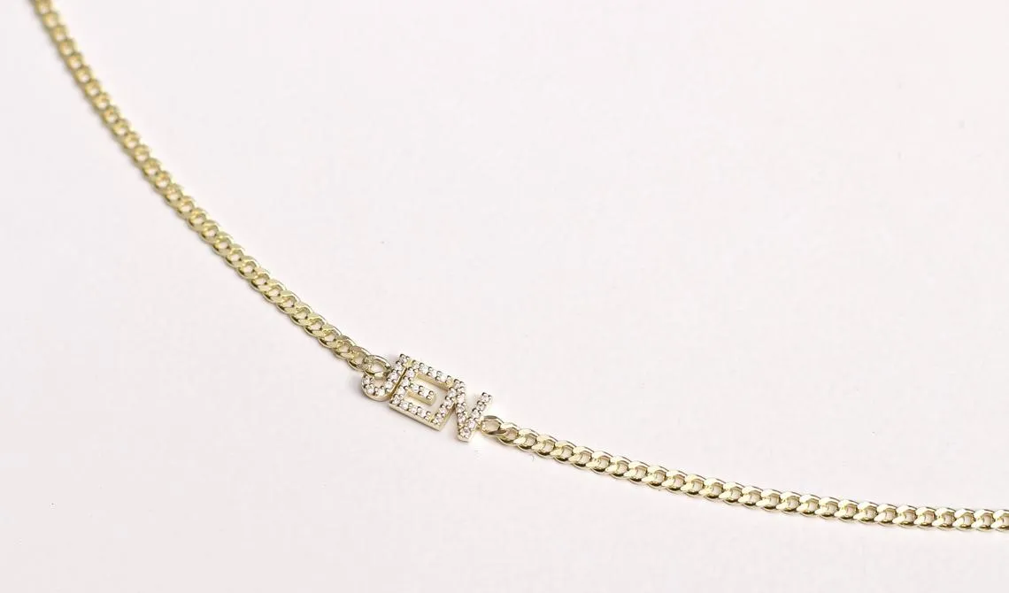 Paved Block Print Necklace/Choker
