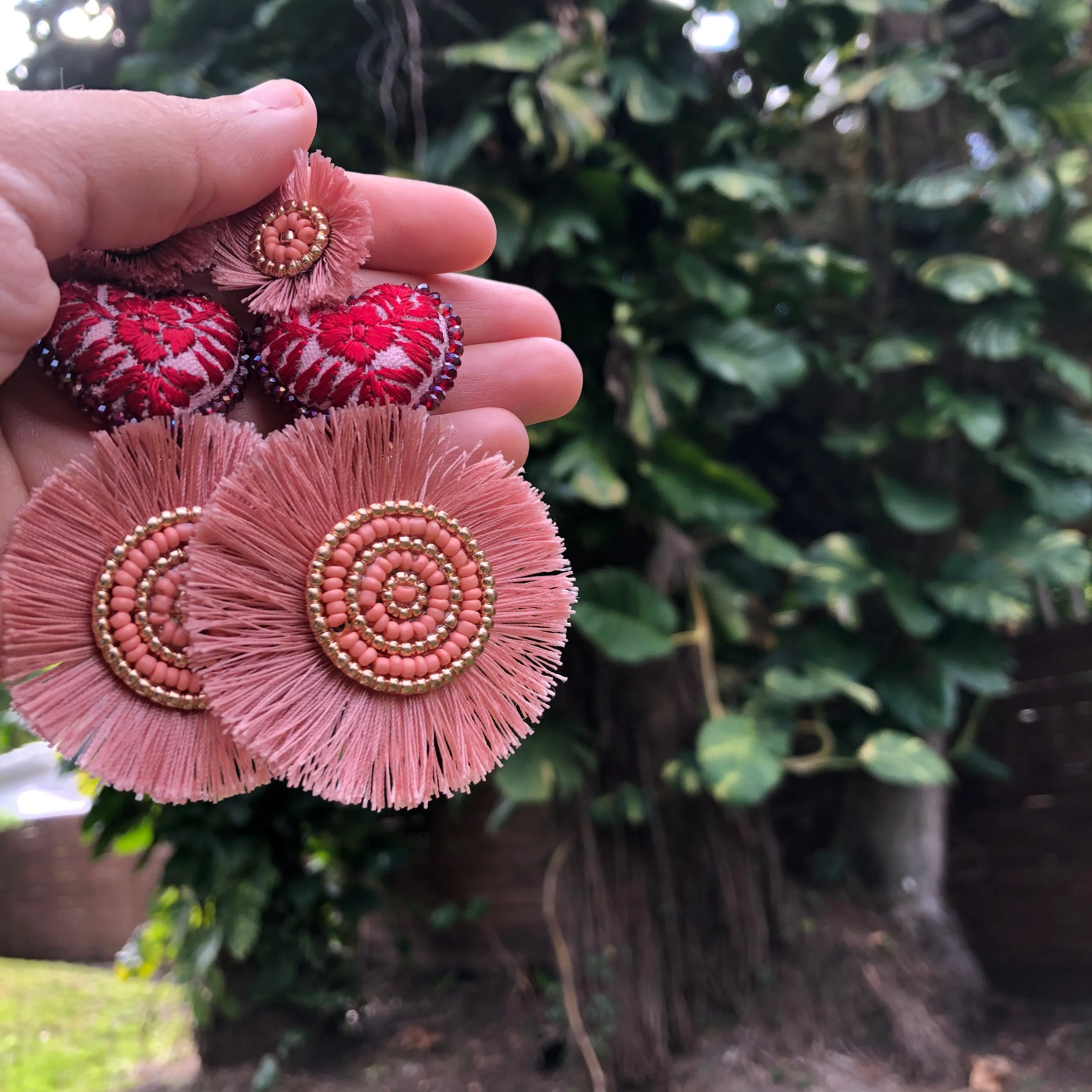 Peach statement Earrings
