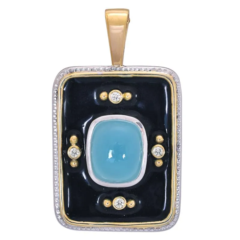 Pendant- Chalcedony and Diamond (Enamel)  (30AM)