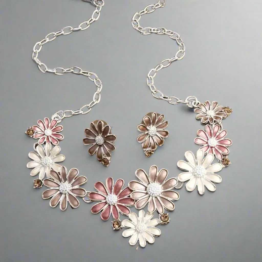 Pink Floral Jewelry Set