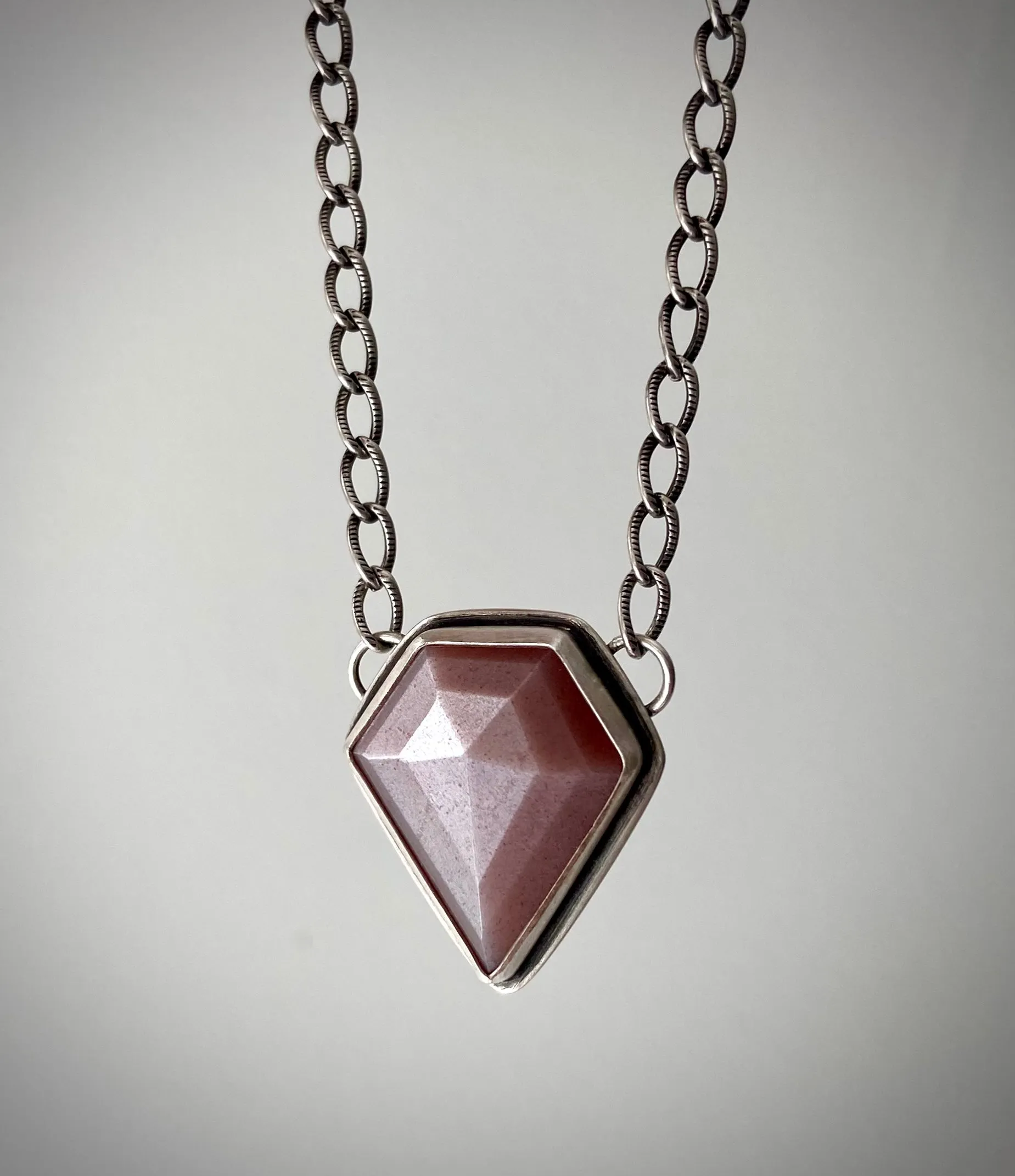 Pink Moonstone Shield Necklace