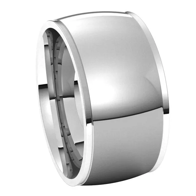 Platinum 10 mm Half Round Edge Comfort Fit Wedding Band