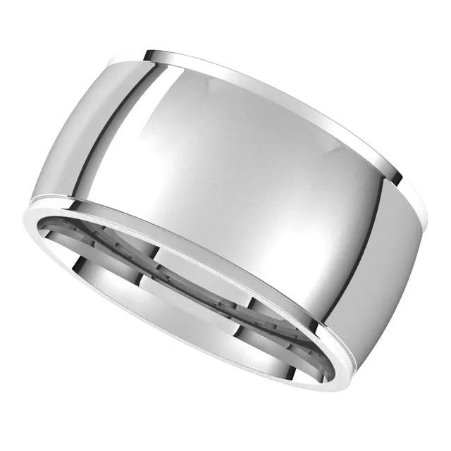 Platinum 10 mm Half Round Edge Comfort Fit Wedding Band