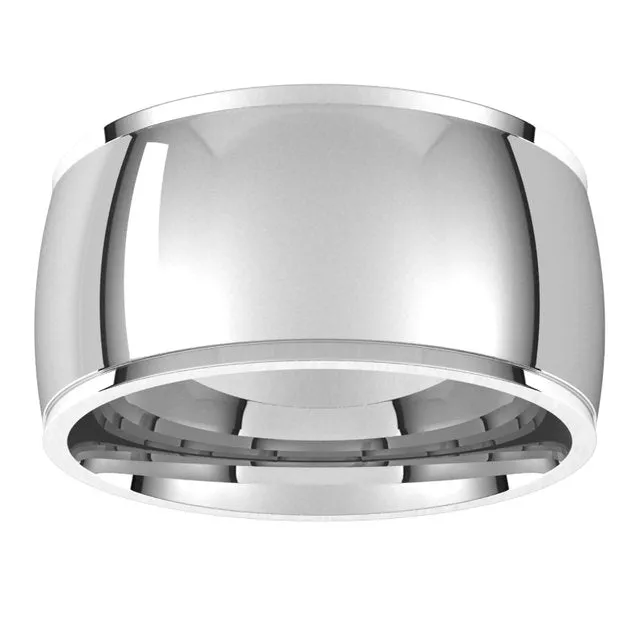 Platinum 10 mm Half Round Edge Comfort Fit Wedding Band