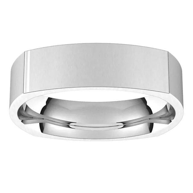 Platinum 5 mm Square Comfort Fit Wedding Band