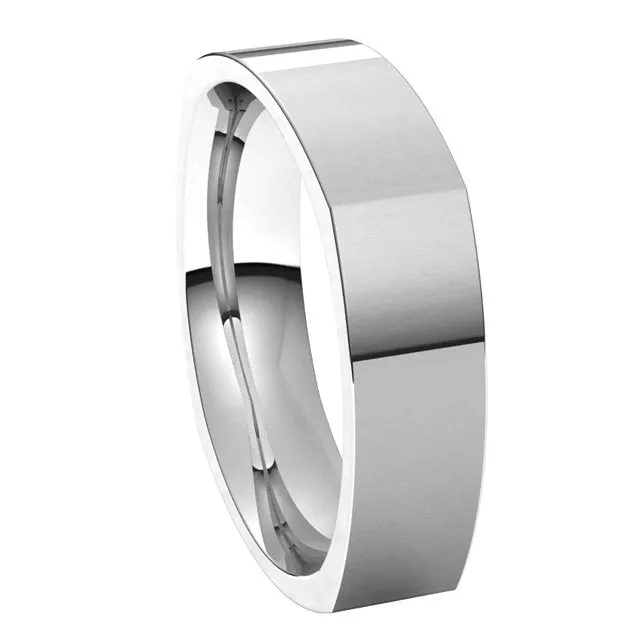 Platinum 5 mm Square Comfort Fit Wedding Band