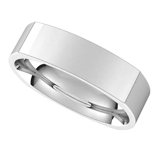 Platinum 5 mm Square Comfort Fit Wedding Band