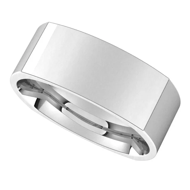 Platinum 8 mm Square Comfort Fit Wedding Band