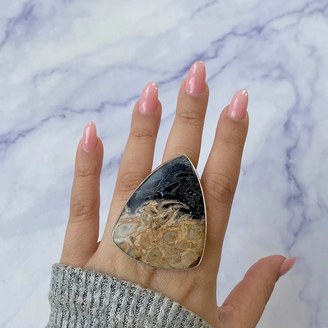 Plumroot Agate Adjustable Ring-(PTJ-R-3.)