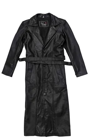 Point Leather Jacket Black Long Full Coat
