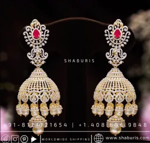 Polki jewelry destination wedding jewelry pure silver  925 silver jewelry indian lyte weight jewelry chandbali morganites -SHABURIS