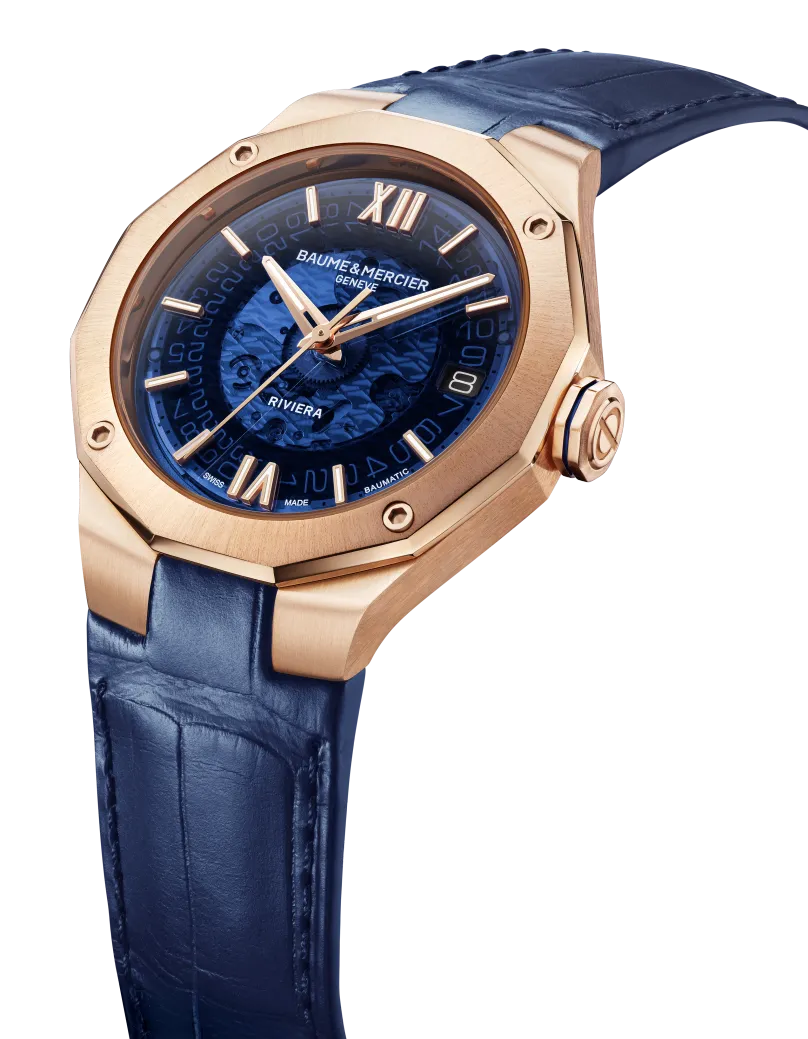 Pre order Baume & Mercier Riviera Auto 39mm 10815 Solid 18k RG Case Blue Dial