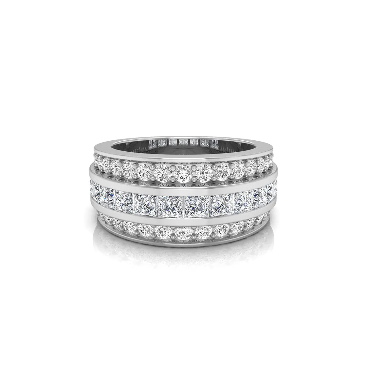 Princess & Round Stone Channel Set Wedding Band