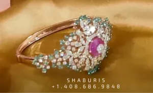 Pure silver jewelry diamond bangle pearl bangle diamond jewelry indian bridal set south indian jewelry SHABURIS