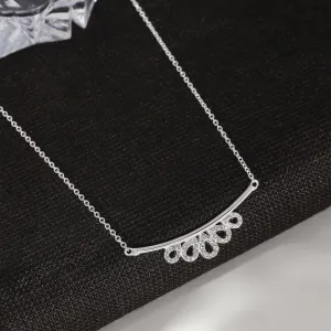 Pure Silver Necklace - Dew Drop Cubic Zirconia Pendant Necklace