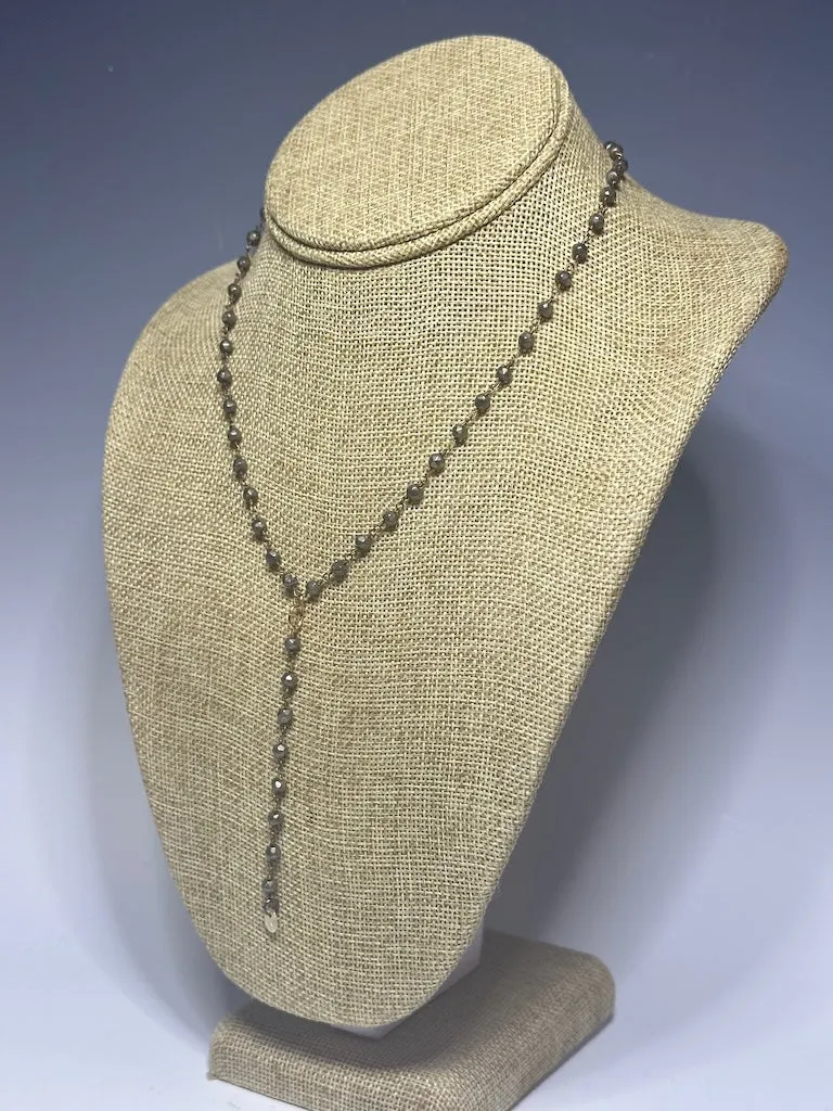 PYRITE AND GOLD CHAIN NECKLACE LCN757