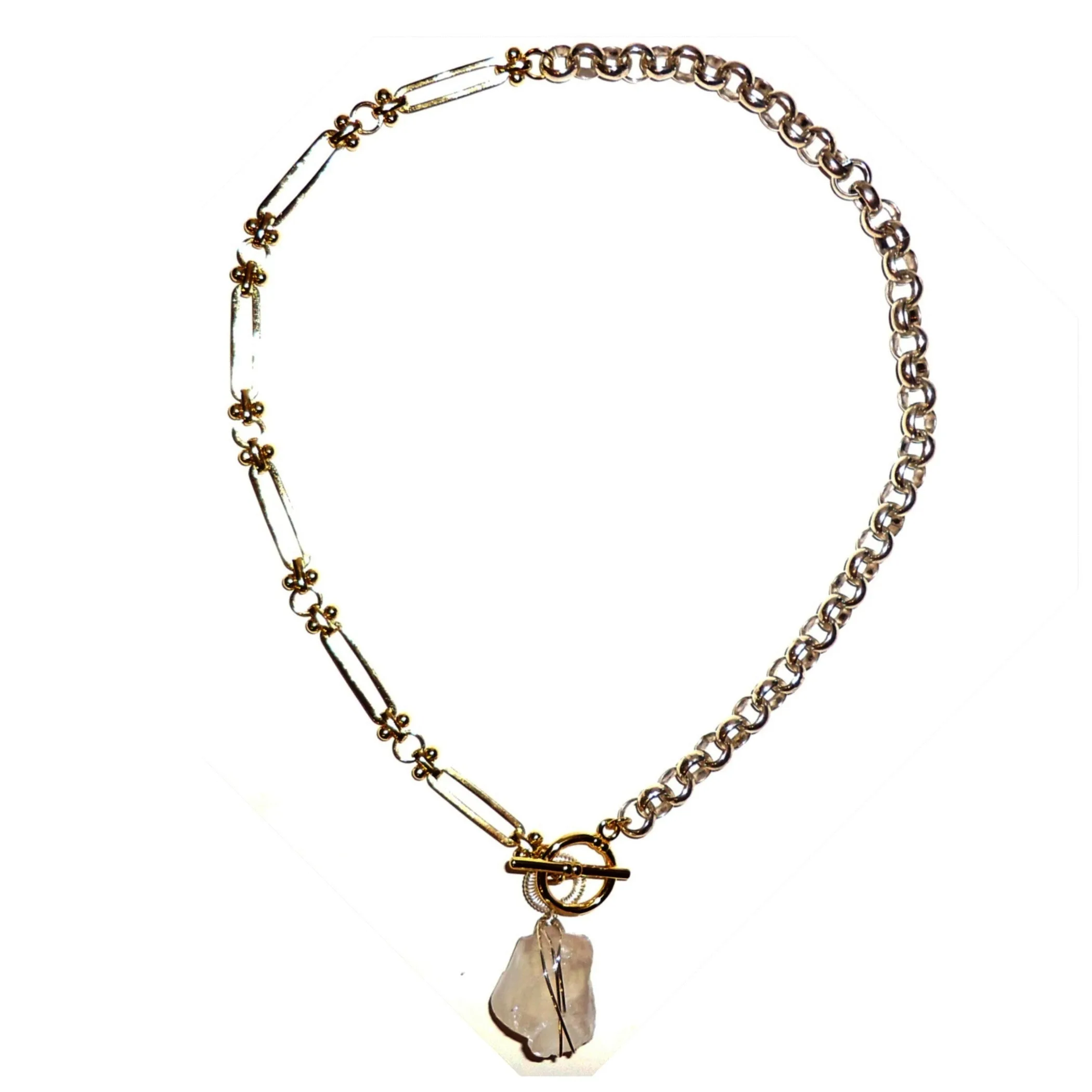 Quartz Pendant and Chain Necklace
