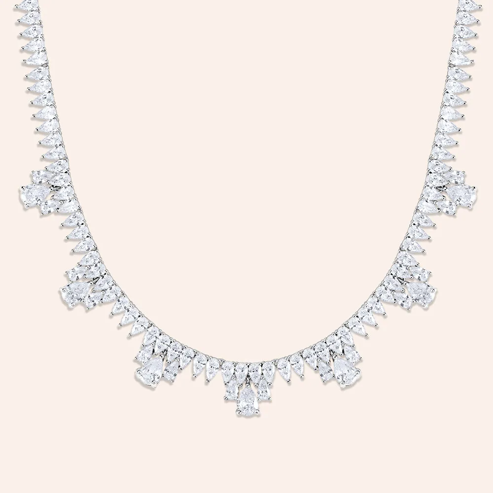 "Alexandra" 22CTW Pear Cut Statement Tennis Necklace - Includes Extender