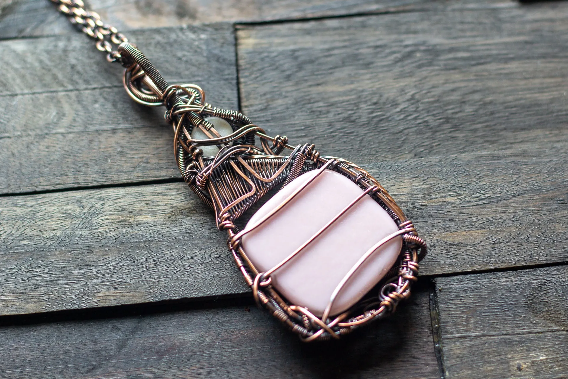 "Dragon Rising" Copper Pendant with Dichroic Fused Glass