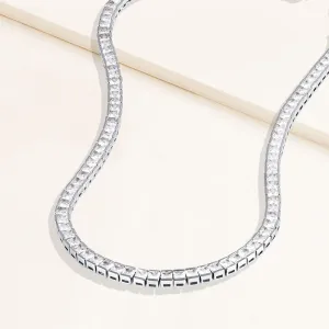 "Estate Splendor" 31CTW Princess Cut Tennis Necklace - Silver