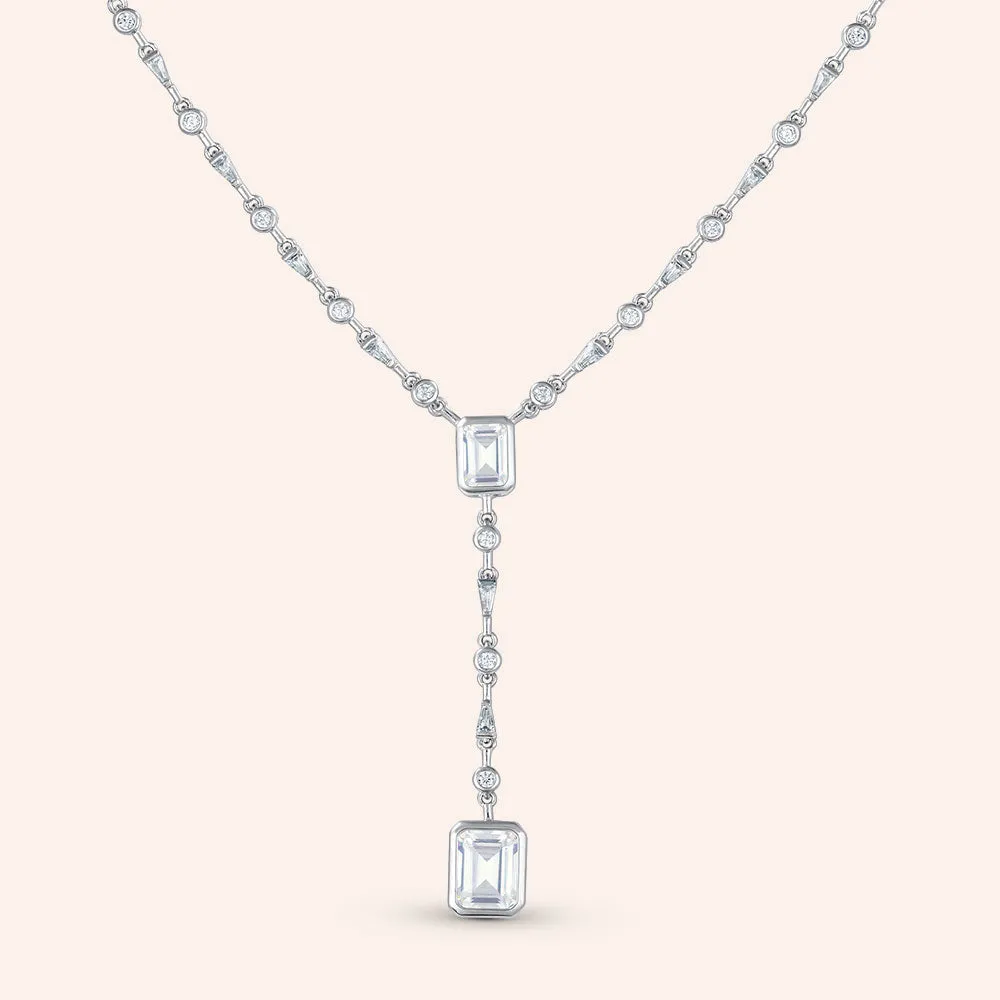"Exquisite" 6.8CTW Emerald & Baguette Cut "Y" Design Necklace