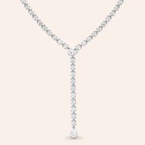 "Irene" 12.9CTW Pear & Round Cut "Y" Design Necklace