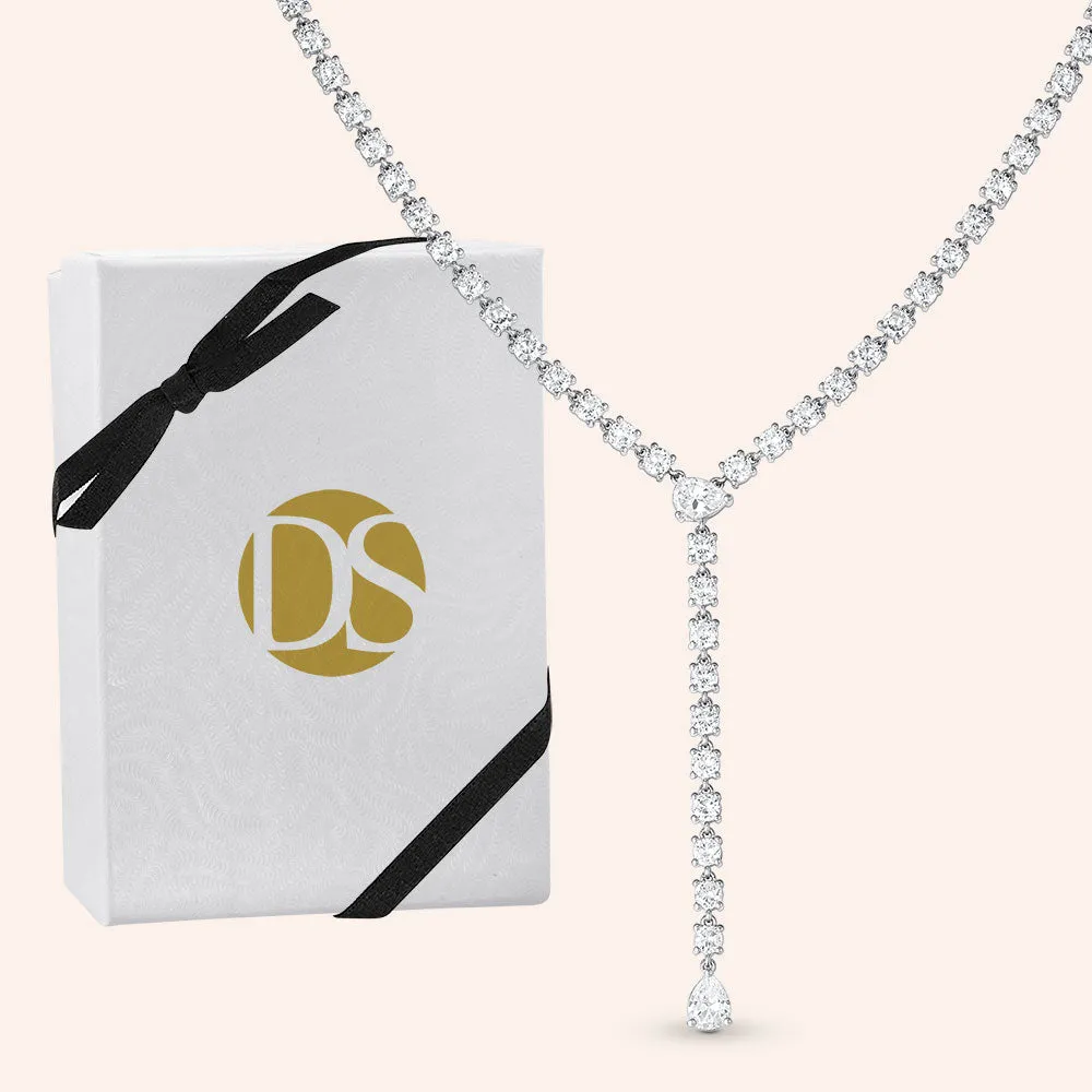 "Irene" 12.9CTW Pear & Round Cut "Y" Design Necklace