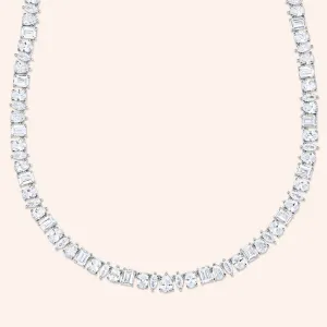 "Priscilla" 22CTW Mixed-cuts Statement Tennis Necklace - Includes Extender